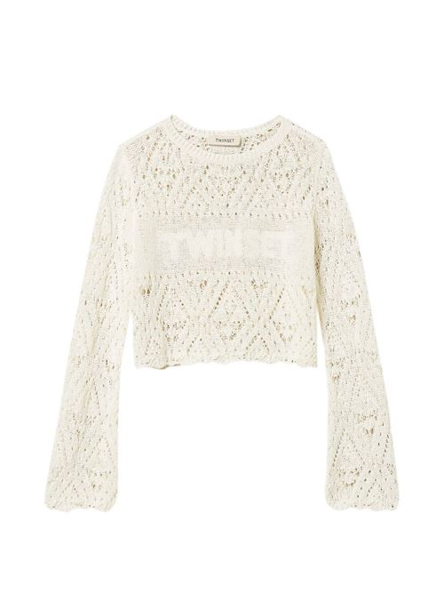 Maglia Twinset Kids da bambina bianca in misto cotone con logo TWINSET Kids | 261GJ303012577
